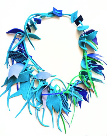 Colier turcoaz handmade  din piele naturala ,asimetric si unicat [1]