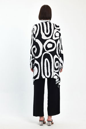 Compleu cu bluza lunga tip tunica si pantaloni, negru cu alb [8]