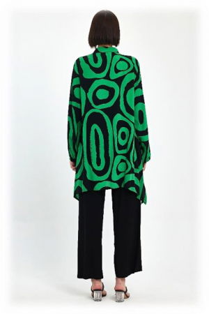 Compleu cu bluza lunga tip tunica si pantaloni, negru cu verde [1]