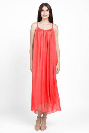 Compleu cu rochie si blazer din matase si vascoza, corai [3]