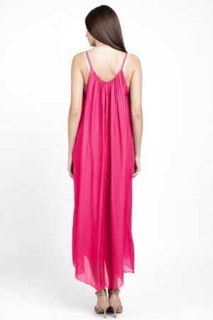 Compleu cu rochie si blazer din matase si vascoza, fucsia [4]