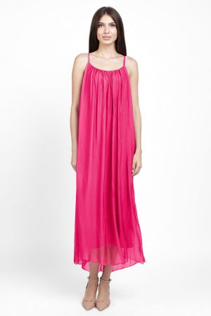 Compleu cu rochie si blazer din matase si vascoza, fucsia [3]