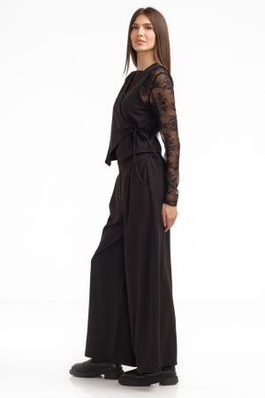 Compleu elegant dama cu vesta și pantaloni drepti, negru [2]
