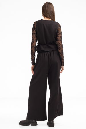 Compleu elegant dama cu vesta și pantaloni drepti, negru [3]