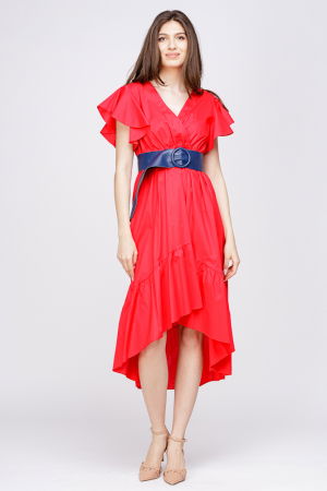 Curea bleumarin din piele naturala cu latime de 7 cm, catarama rotunda imbracata in piele [1]