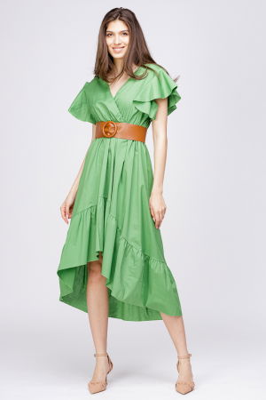 Curea camel din piele naturala cu latime de 7 cm, catarama rotunda imbracata in piele [2]