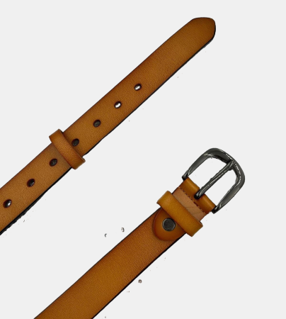 Curea dama din piele naturala camel cu catarama metalica [3]