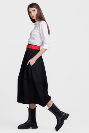 Curea elastica cu piele intoarsa ecologica rosie si catarama dreptunghiulara cu colturi rotunjite [2]