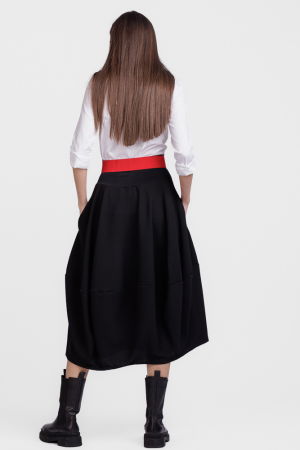 Curea elastica cu piele intoarsa ecologica rosie si catarama dreptunghiulara cu colturi rotunjite [3]