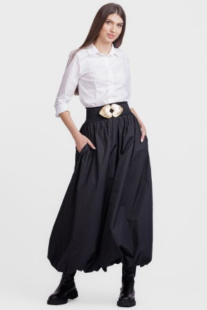 Curea elastica neagra de 6 cm latime cu dubla catarama aurie in forma de inima [1]