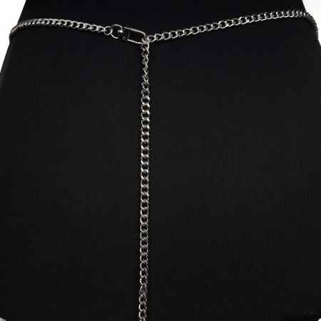 Curea flexibila cu lanturi metalice argintii si fluturi decorativi cu strasuri albe [2]