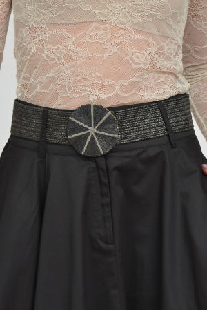 Curea neagra lata de 5,5 cm, din material elastic cu catarama rotunda [2]