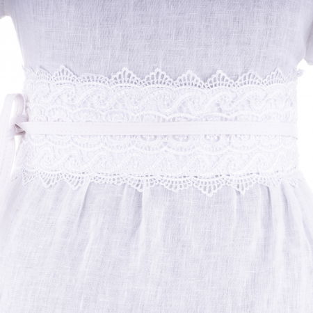 Curea lata de 10 cm petrecuta alba cu aplicatie din broderie textila [1]