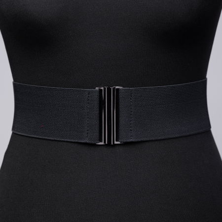 Curele & Centuri - Curea lata neagra din material elastic - 6 cm