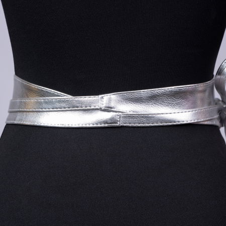 Curea lata petrecuta argintie din piele ecologica [1]