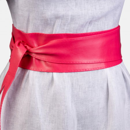 Curea lata petrecuta fucsia din piele naturala