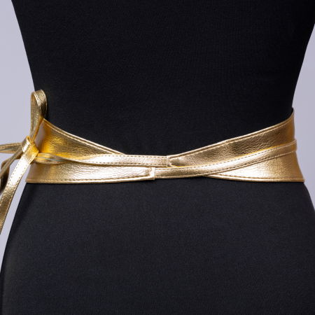 Curea lata petrecuta aurie din piele ecologica [1]