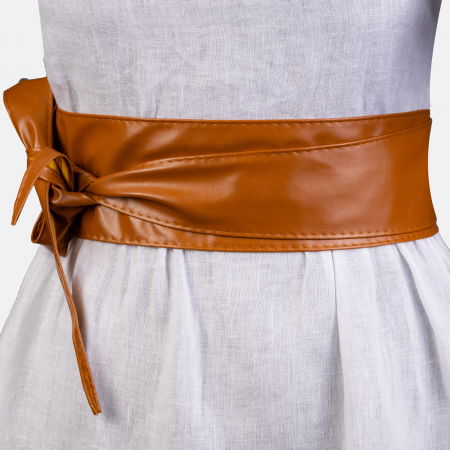 ACCESORII DAMĂ - Curea lata petrecuta camel din piele ecologica