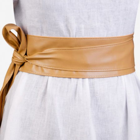 Curele & Centuri - Curea lata petrecuta camel deschis din piele naturala