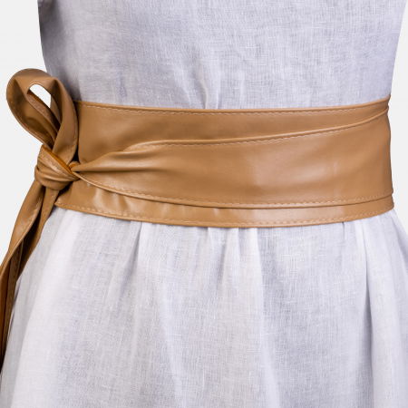 ACCESORII DAMĂ - Curea lata petrecuta bej din piele ecologica