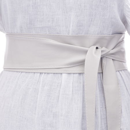 Curele & Centuri - Curea lata petrecuta gri deschis din piele ecologica