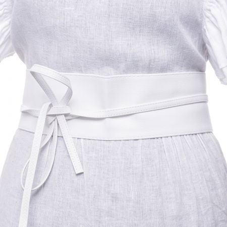 Curele & Centuri - Curea lata petrecuta alba din piele ecologica