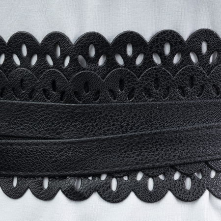 Curea lata petrecuta neagra, din piele ecologica cu model decupat [1]