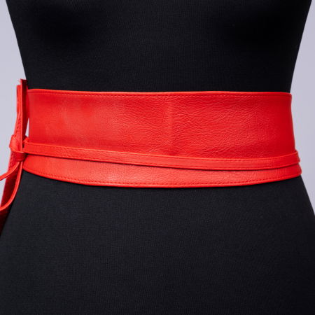 Curele & Centuri - Curea lata petrecuta rosu din piele ecologica