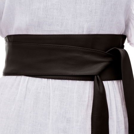 Curele & Centuri - Curea lata petrecuta maron inchis din piele naturala