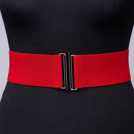 Curele & Centuri - Curea lata rosie din material elastic - 6 cm