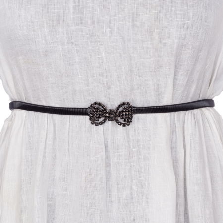 Curele & Centuri - Curea metalica neagra cu fundita cu strasuri