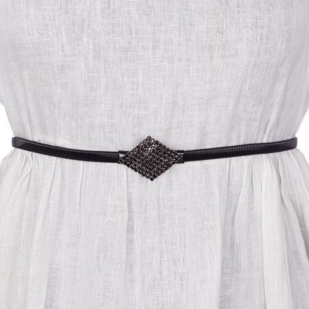 Curele & Centuri - Curea flexibila metalica neagra cu catarama romb cu strasuri