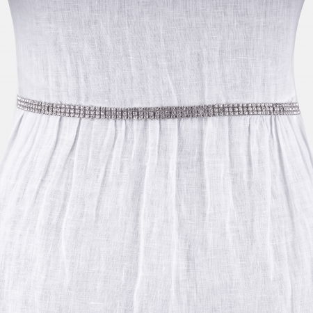 Curele & Centuri - Curea metalica argintie cu strasuri albe, flexibila