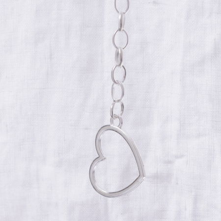 Curea flexibila metalica cu inimi, cu lant de prelungire, argintie [1]