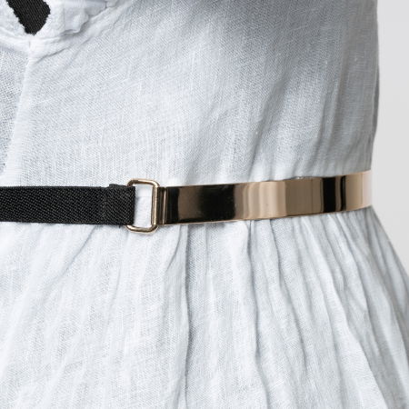 Curea metalica aurie 1.5 cm cu material elastic negru la spate [1]