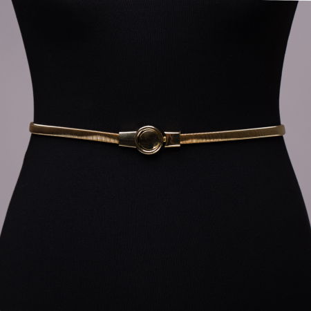 Curele & Centuri - Curea metalica catarama rotunda aurie