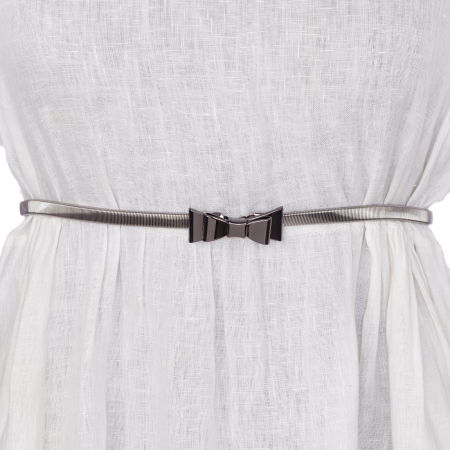 ACCESORII DAMĂ - Curea metalica argintiu inchis cu fundita