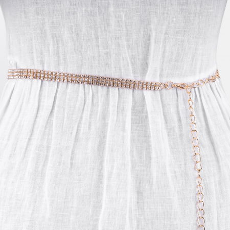 Curea metalica aurie cu strasuri albe, flexibila [1]