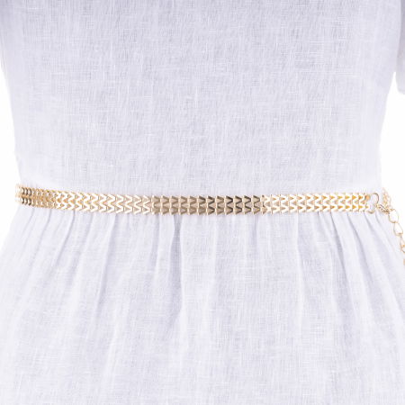 Curele & Centuri - Curea metalica aurie cu zale in forma geometrica, flexibila