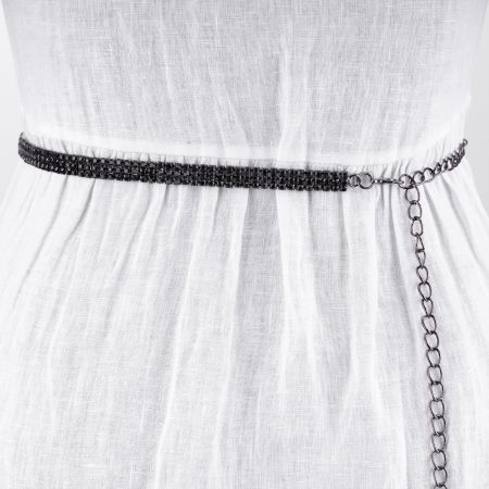 Curele & Centuri - Curea metalica neagra cu strasuri negre, flexibila