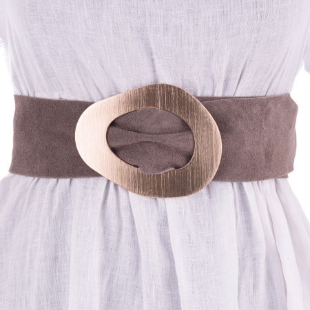 Curele & Centuri - Curea fango din piele intoarsa naturala cu latime de 8 cm, catarama aurie neregulata