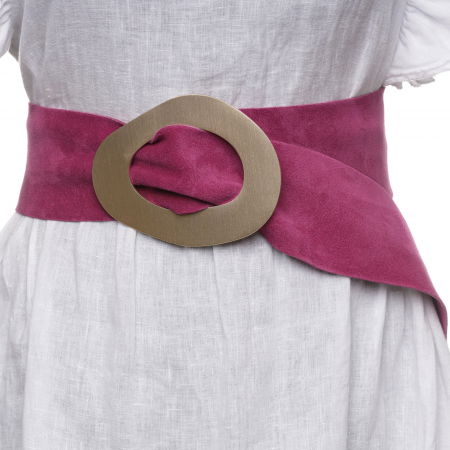 Curele & Centuri - Curea mov zmeura din piele intoarsa naturala cu latime de 8 cm, catarama aurie neregulata