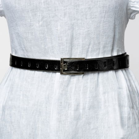 ACCESORII DAMĂ - Curea neagra de 2.5 cm, din piele ecologica cu catarama metalica argintie dreptunghiulara