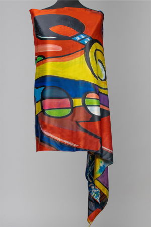 Eșarfe din Mătase - Esarfa cu doua fete, din matase, imprimata cu reproduceri dupa picturi celebre