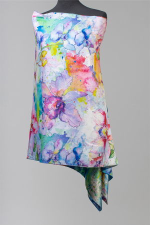 Esarfa cu doua fete, din matase, imprimata cu reproduceri dupa picturi celebre [1]