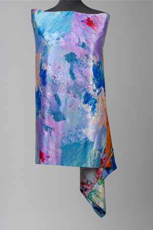 Eșarfe din Mătase - Esarfa cu doua fete, din matase, imprimata cu reproduceri dupa picturi celebre