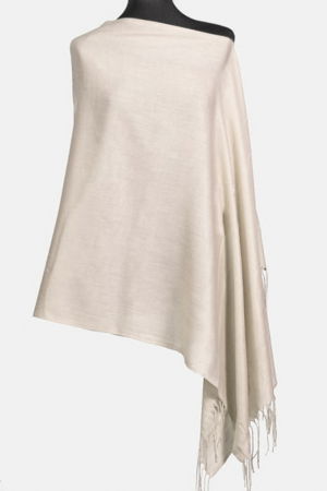 Eșarfe tip Cashmere - Esarfa alba ivory din cashmere subtire dreptunghiulara