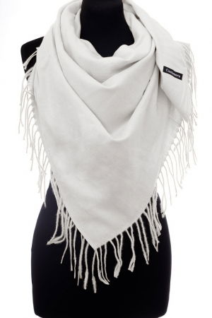 ACCESORII DAMĂ - Esarfa alba patrata din material gros tip cashmere