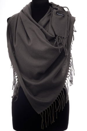 Eșarfe tip Cashmere - Esarfa gri patrata din material gros tip cashmere