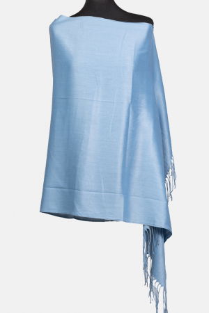Eșarfe tip Cashmere - Esarfa albastru deschis din cashmere subtire dreptunghiulara